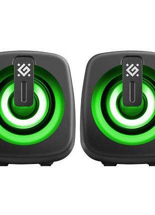 Мультимедийная акустическая система 2.0 defender j1 6вт usb 3.5мм mini-jack с подсветкой black (65961)