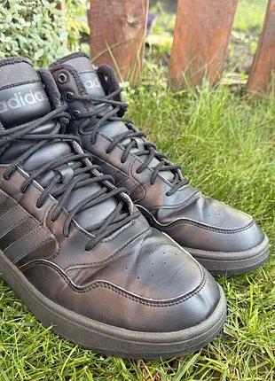 Оригінальні високі кросівки adidas hoops 3.0 gw6421 чорні, снікерси р46/29.5см