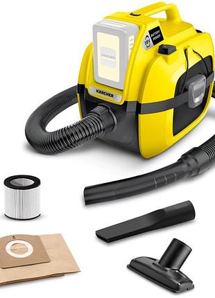 Беспроводной пылесос karcher wd 1 compact battery 250 вт 7 л без аккумулятора и зарядного устройства black/yellow