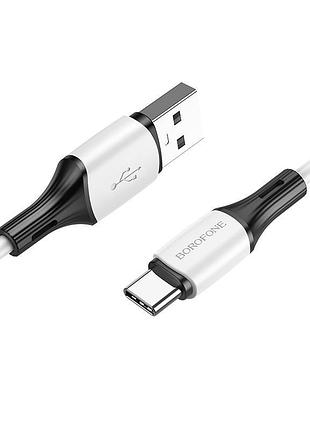 Кабель borofone usb to type-c,, silicone, silicone connectors, white ( )