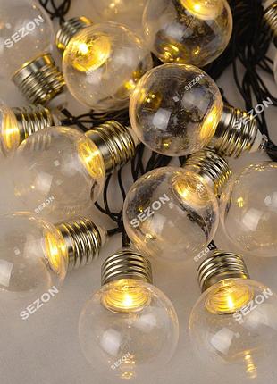 Лампочки 40мм, led, 5м+ перехідник, білий теплий
