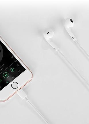 Навушники дротові hoco plus original (lightning) white ( ) 7
