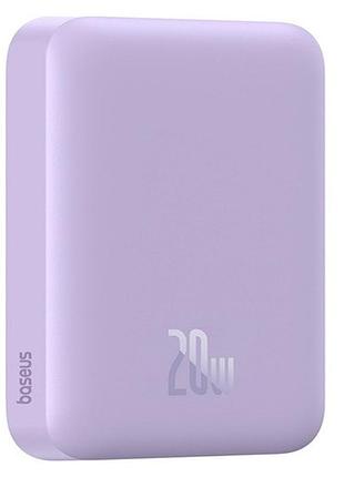 Внешний аккумулятор baseus magnetic mini air wireless fast charge power bank nebula purple（with simple series charging cable type