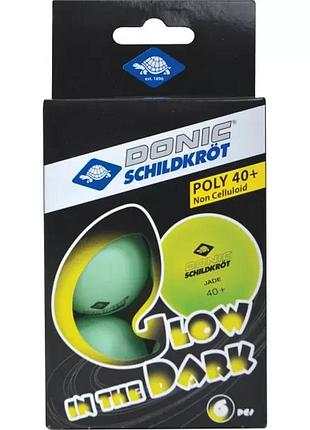 М'ячі для настільного тенісу donic glow in the dark 40+ 6 шт.