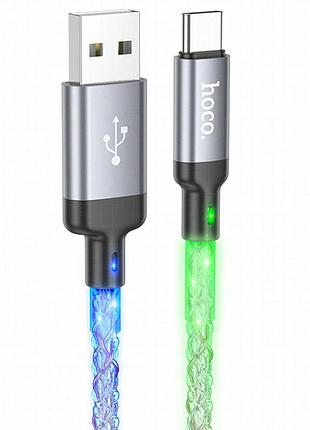 Дата кабель hoco u112 shine usb to type-c 3a (1m) gray