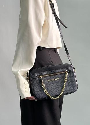 Сумка michael kors jet set large logo crossbody bag grey