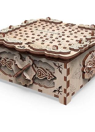 Конструктор 3d деревянный mr.playwood шкатулка цветочная фантазия 220 деталей 10607