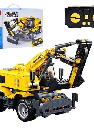 Конструктор sluban екскаватор на радіокеруванні m38-b1155 353 деталі, 2,4g, 24см, фігурка, акум, usb-зарядка