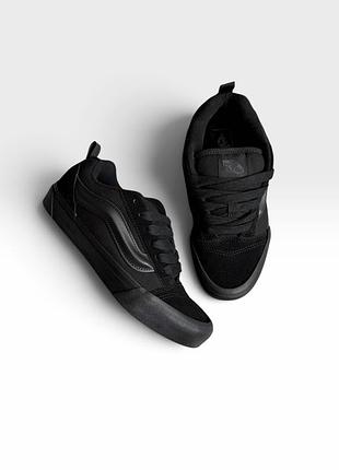 Vans knu skool tripple black оригінал нові жіночі підліткові кросівки кеди шузи дуті дутиши ванс венс кну скул чорні на осінь осінні брендові 37 38