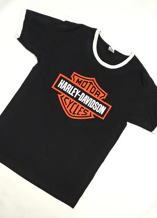 Черная футболка harley-davidson в стиле ринггер