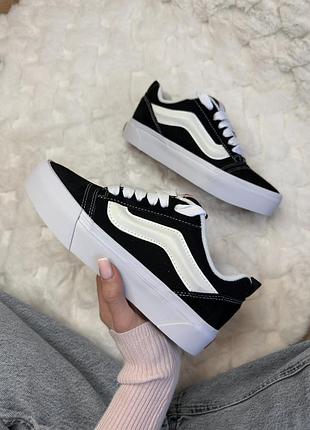 Vans knu skool platform black/white 3