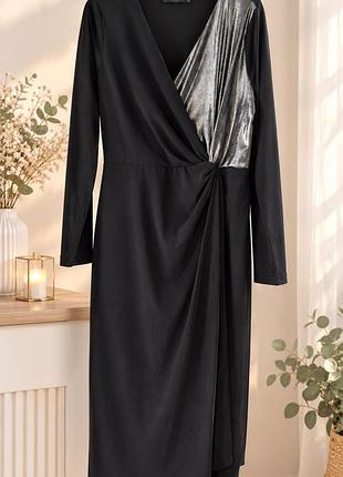 Вечірня жіноча сукня m&s collection чорна з сріблястим декором