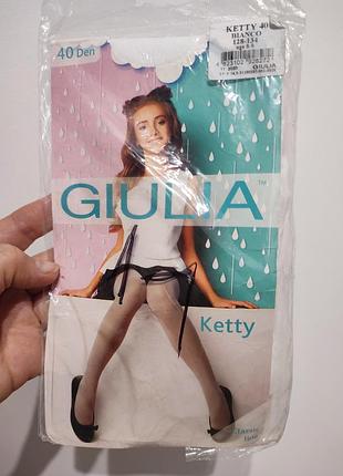 Детские капроновые колготки giulia ketty 40 den, рост 128-134 (8-9 лет), белые