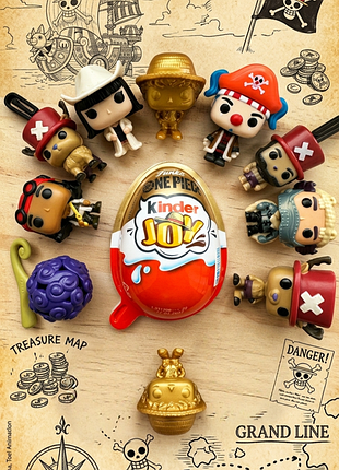 Повторки kinder joy one piece netflix funko pop колекційні фігурки кіндер джой ван піс фанко поп 1 шт. усоп, золотий луффі, чоппер, багі, вапол, фрукт