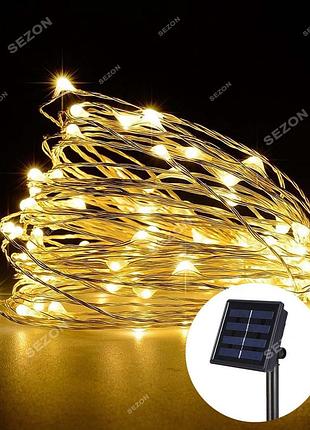 Роса на соняч батареї led, 10м, теплий білий