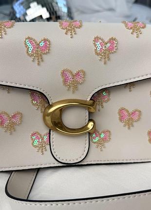 Сумка coach tabby 26 bow print shoulder bag white/pink 3