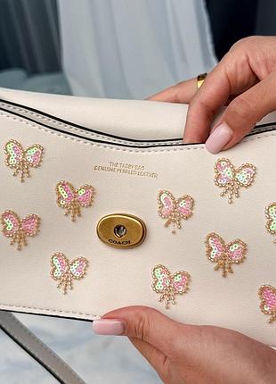 Сумка coach tabby 26 bow print shoulder bag white/pink 9