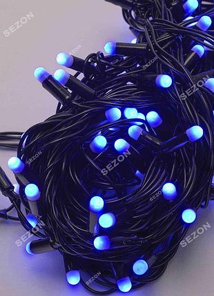 Гірлянда вулична світлодіодна м, led, синя, чорний каучуковий кабель. мм