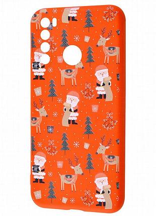 Tpu чехол wave fancy для xiaomi redmi note 8t santa claus and deer / red