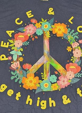 Gildan cotton peace\love get high &amp; fly - футболка ретро хиппи стиль, унисекс - 2xl