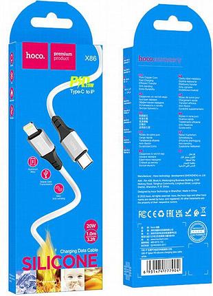 Дата кабель hoco x86 spear type-c to lightning 20w (1m) white 4
