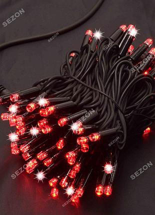 Уличная led, 10м, черный каучук,3мм, красный+flash