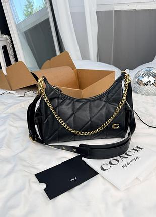 Сумка coach tabby shoulder bag black with gold 2