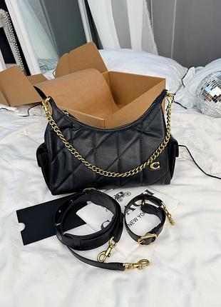 Сумка coach tabby shoulder bag black with gold 3