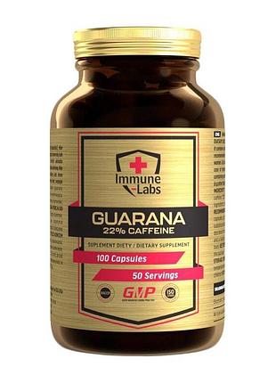 Экстракт гуараны immune-labs guarana 22% caffeine, 100 капсул для поддержки энергии