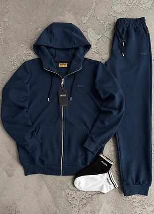Костюм спортивный мужской темно-синий hb navy! спортивный костюм мужественный hb! материал дву-хнитка! костюм + носки в подарок!