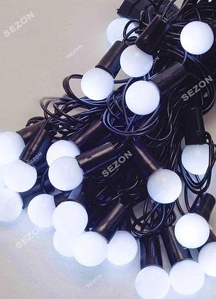 Шарики 18мм led, 7м+ переходник, белый