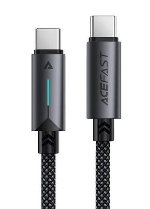 Кабель acefast, type-c to type-c,,., nylon braid, aluminum alloy connectors, black ( )