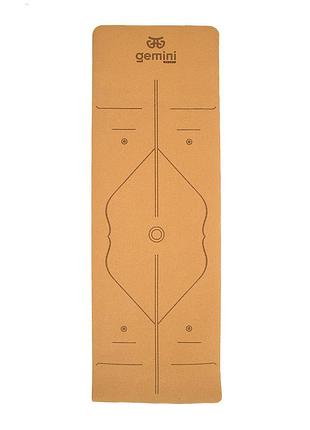 Килимок для йоги пробковий каучуковий gemini sport cty-0681 183см 61см 5мм