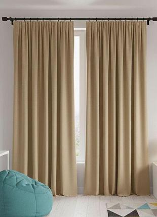 Комплект штор 2 шт 150х260 см, soft velvet шторы, гардины, портьеры на штоной тесьме т беж