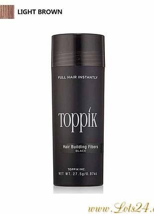 Загуститель для волос toppik hair fibers кератиновая пудра для объема кератиновый камуфляж лысины светло русый