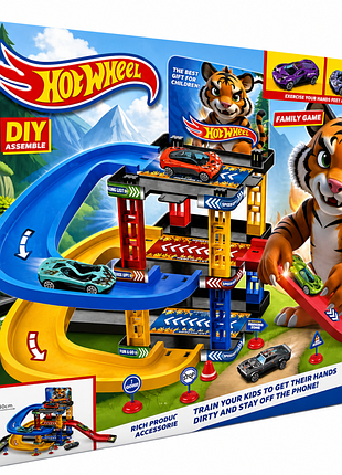 Траса з гірками та паркінгом hot wheels деталей t шт)