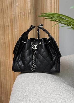 Сумочка chanel 25 handbag in grained calfskin black/silver