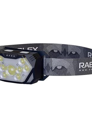 Фонарь налобный аккумуляторный rablex rb-952, желтый+белый+красный, 3хtg+8хled+2хred led, sensor, type-c