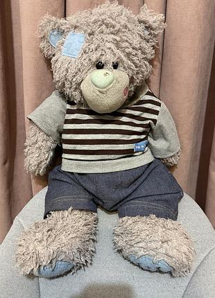 М'яка іграшка ведмедик teddy сірий в одязі
