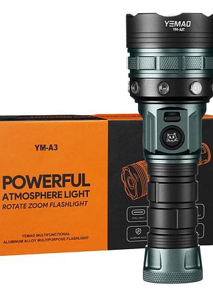 Фонарь yemao,, зу type-c, zoom, магнит