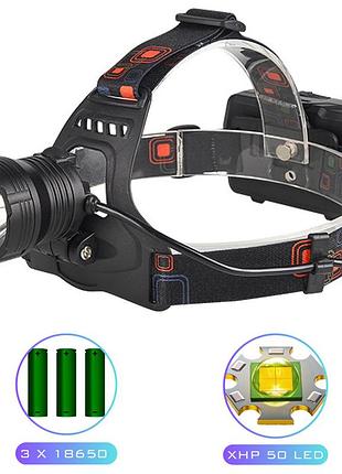 Ліхтар налобний, power bank,, signal light, індикація заряду, зп type-c, box
