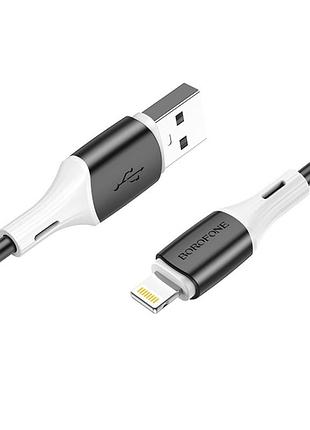 Кабель borofone usb to ip.,, silicone, silicone connectors, black ( )