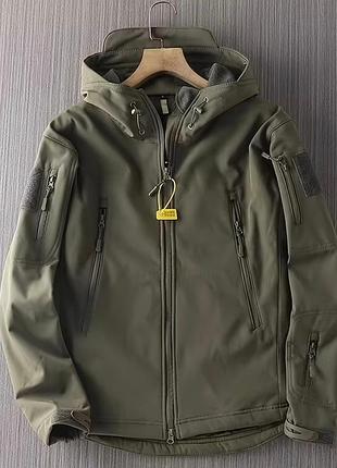 Куртка чоловіча тактична softshell на флісі хакі/олива, розмір l (ua 52)