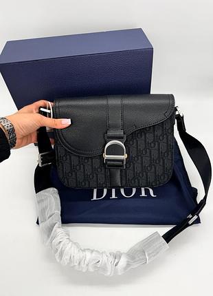 Dior saddle messenger bag black dior oblique jacquard 23х19