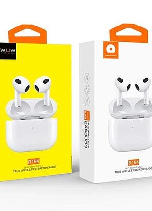 Бездротові навушники wow tws bluetooth із зарядним кейсом, сенсорне керування, білі