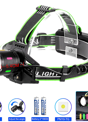 Фонарь налобный night vision fluorescence, режим,, зу type-c, zoom