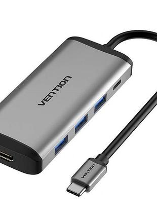 Usb-хаб vention type-c to. converter. gray metal type (cnbhb) (cnbhb)