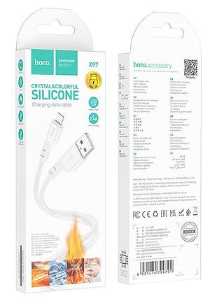 Кабель hoco crystal color silicone charging data cable ip white ( ) 2