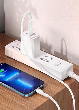 Кабель hoco crystal color silicone charging data cable ip white ( ) 3
