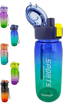 Пляшка для води sports 600мл омбре, прозора